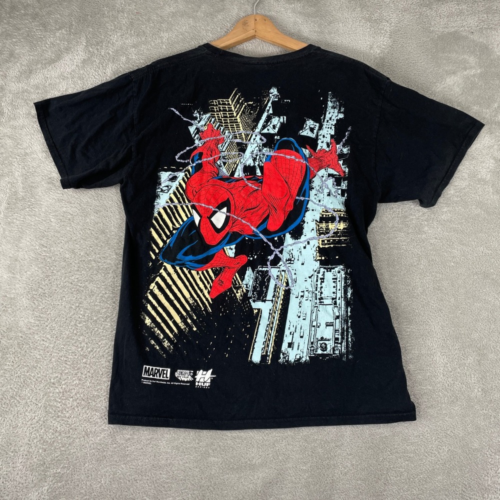 Marvel Spider-Man HUF Shirt Mens Large Black Skate Streetwear Collaboration